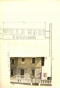 Stampa, bozzetto originale 1960 ca PESARO Viale Trieste 90  Bozzetto insegna VILLA MARI  Con foto 1