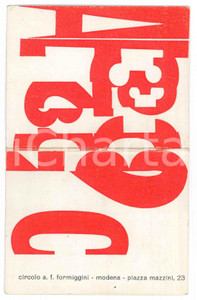 Oggetto da collezione cartaceo 1967 MODENA Circolo A. F. Formiggini  Tessera 6x8 cm 1