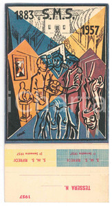 Oggetto da collezione cartaceo 1957 FIRENZE SocietÃ  di mutuo soccorso RIFREDI Tessera 8x15 cm 1