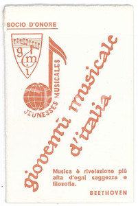 1969 Gioventù Musicale d'Italia - Tessera Alessandro MINARDI Giornale di Bergamo