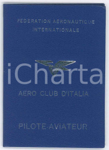 Oggetto da collezione cartaceo 1975 ca AERO CLUB ITALIA FÃ©dÃ©ration AÃ©ronautique Brevet Pilote aviateur 1