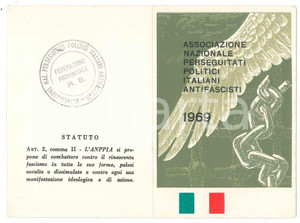 Oggetto da collezione cartaceo 1969 ANPPIA Sez. CADELBOSCO SOPRA Tessera Perseguitati Politici Antifascisti 1