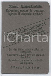 Oggetto da collezione cartaceo 1929 SCHWEIZ TRANSPORTANSTALTEN  Generalabonnement Specimen 1
