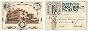 Oggetto da collezione cartaceo 1930 ca MILANO Istituto Biochimico Italiano  Tessera non compilata 10x7 cm 1