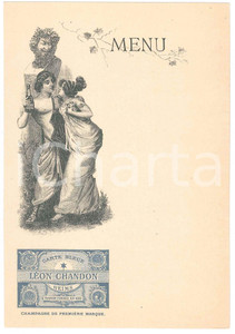 Oggetto da collezione cartaceo 1910 ca REIMS FRANCE Champagne LÃ©on CHANDON  Menu couple antiquitÃ© 1