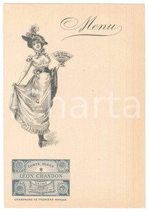 Oggetto da collezione cartaceo 1910 ca REIMS FRANCE Champagne LÃ©on CHANDON  Menu jeune femme 3 1