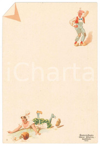 Oggetto da collezione cartaceo 1910 ca HAUBOURDIN FRANCE ChicorÃ©e Emile BONZEL  Menu ILLUSTRE  femme tombÃ©e 1