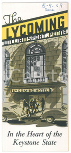 Materiale pubblicitario d’epoca 1959 TOURISM WILLIAMSPORT PA, USA The LYCOMING hotel Vintage brochure 1