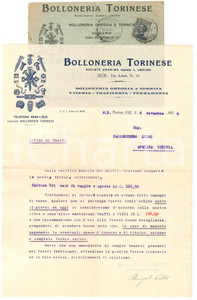 Documento originale, autentico 1926 TORINO Via Artisti 19  BOLLONERIA TORINESE  Bolloneria greggia Lettera 1