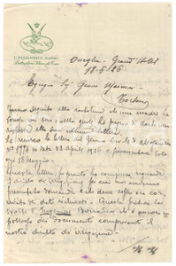 Manoscritto, lettera originale 1926 ONEGLIA Lettera Angiol Paolo DI BERNARDO 3Â° Regg. ALPINI  Autografo 1