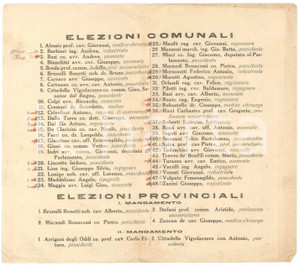 Materiale pubblicitario d’epoca 1900 ca PADOVA  Elezioni comunali e provinciali  Volantino candidati 1