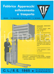 Materiale pubblicitario d’epoca 1965 MILANO Ditta C.I.F. Apparecchi sollevamento e trasporto  Catalogo 1