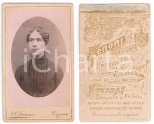 Fotografia d epoca originale 1890 ca TORINO Ritratto di giovane donna  Busto  Foto A. C. ZENONI CDV 1