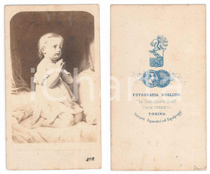 Fotografia d epoca originale 1870 ca ARTE Bambino in preghiera  Foto di quadro BOGLIONI CDV 1