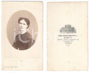 Fotografia d epoca originale 1870 ca TORINO Ritratto di donna Busto Foto LE LIEURE CDV 1