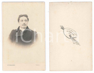 Fotografia d epoca originale 1870 ca TORINO Ritratto maschile  Busto  Foto F.lli BERNIERI CDV 1