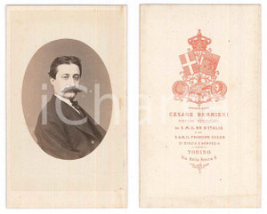 Fotografia d epoca originale 1870 ca TORINO Ritratto maschile  Busto  Foto Cesare BERNIERI CDV 1