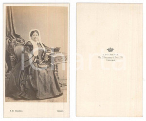Fotografia d epoca originale 1870 ca TORINO Nobildonna con i guanti  Ritratto  Foto E. DI CHANAZ CDV 1