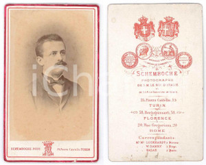 Fotografia d epoca originale 1875 ca TORINO Ritratto maschile  Busto Foto SCHEMBOCHE CDV 1