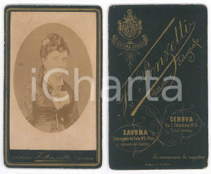 Fotografia d epoca originale 1880 ca GENOVA Ritratto di donna Busto  Foto Francesco PONZETTI CDV 1