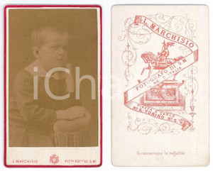 Fotografia d epoca originale 1880 ca TORINO Ritratto di bambino  Fotografia L. MARCHISIO CDV 1