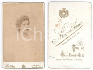 Fotografia d epoca originale 1890 TORINO Ritratto di giovane donna  Busto  Foto MONTABONE 8x13 cm 1