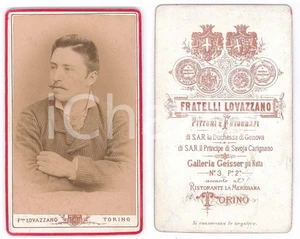 Fotografia d epoca originale 1880 ca TORINO Uomo con giacca a righe  Ritratto Foto Fratelli LOVAZZANO 1