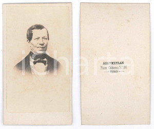 Fotografia d epoca originale 1865 ca TORINO Ritratto maschile  Busto  Foto Auguste MEYLAN CDV 1