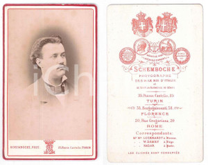 Fotografia d epoca originale 1875 ca TORINO Ritratto maschile di profilo  Foto SCHEMBOCHE CDV 1