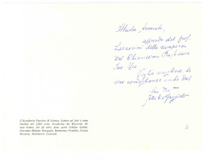 Autografo originale 1978 PADOVA Biglietto Attilio MAGGIOLI Accademia Patavina Scienze   Autografo 1