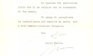 Autografo originale 1978 PADOVA Lettera sindaco Luigi MERLIN per condoglianze  Autografo 1