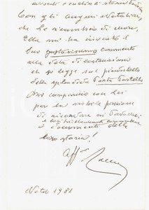 Autografo originale 1981 PADOVA Cesare CRESCENTE  Biglietto auguri di Natale AUTOGRAFO 1