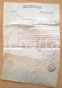 Autografo originale 1961 MILANO  HISTORIA  Lettera Alessandro CUTOLO per invio libri AUTOGRAFO 1