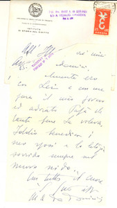 Autografo originale 1958 PADOVA Lettera prof. avv. Mario A. DE DOMINICIS per auguri  Autografo 1