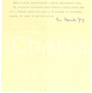 Autografo originale 1932 BOLOGNA Lettera Marcello FINZI per ringraziamento Autografo 1