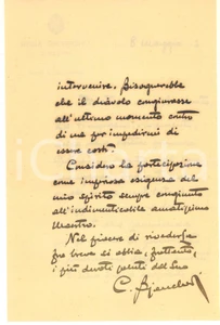 Autografo originale 1932 BOLOGNA Lettera Camillo BIANCHEDI per conferma invito  AUTOGRAFO 1