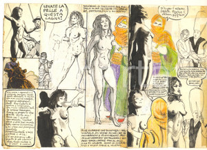 Stampa, bozzetto originale 1970 ca ITALIA  CULTURA POP  EROTISMO BDSM  Nude woman  Collage 24x17 1 1