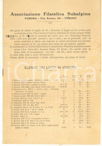 Autografo originale 1921 TORINO Associazione Filatelica Subalpina  Listino asta Gioacchino SARACENI 1