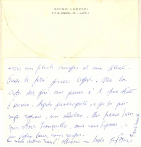 Autografo originale 1979 NAPOLI Biglietto Bruno LUCREZI per invio articolo  Autografo 1