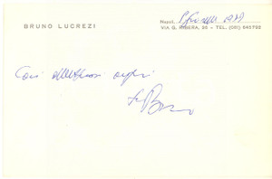 Autografo originale 1979 NAPOLI Biglietto Bruno LUCREZI per auguri  AUTOGRAFO 1
