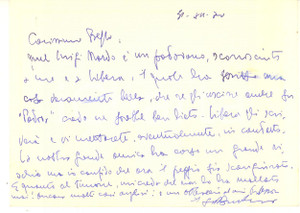 Autografo originale 1970 NAPOLI Biglietto Bruno LUCREZI per contatto con autore  AUTOGRAFO 1