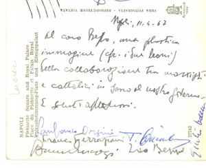 Autografo originale 1967 NAPOLI Cartolina Bruno LUCREZI Lanfranco ORSINI  AUTOGRAFI 1