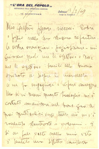 Autografo originale 1949 SALERNO Lettera Bruno LUCREZI sulla sua attivitÃ  poetica  Autografo 1