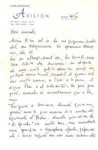 Autografo originale 1958 ROMA Lettera Giuseppe LUGATO su lavoro con Lo Specchio  AUTOGRAFO 1