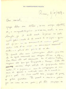 Autografo originale 1959 ROMA RAI TV Giuseppe LUGATO al lavoro per l Ufficio Propaganda  AUTOGRAFO 1