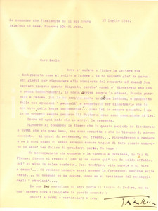 Autografo originale 1944 AVIO Soprano Gianna PEDERZINI rinuncia ai concerti estivi AUTOGRAFO 1