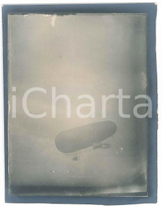 Fotografia d epoca originale 1900 ca AERONAUTICA Dirigibile in volo  Foto 9x11 cm 1 1