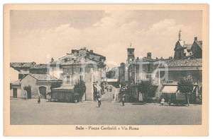 Cartolina originale da collezione 1925 SALE AL Piazza Garibaldi e Via Roma  Cartolina ANIMATA FP NV 1