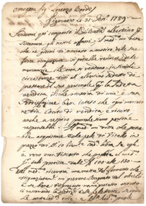 Manoscritto, lettera originale 1789 VIGEVANO Lettera Alessandro BONASEGLA su commercio di pelli di vitello 1