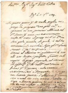 Manoscritto, lettera originale 1789 VIGEVANO Lettera Alessandro BONASEGLA su ordini e commercio di pelli 1